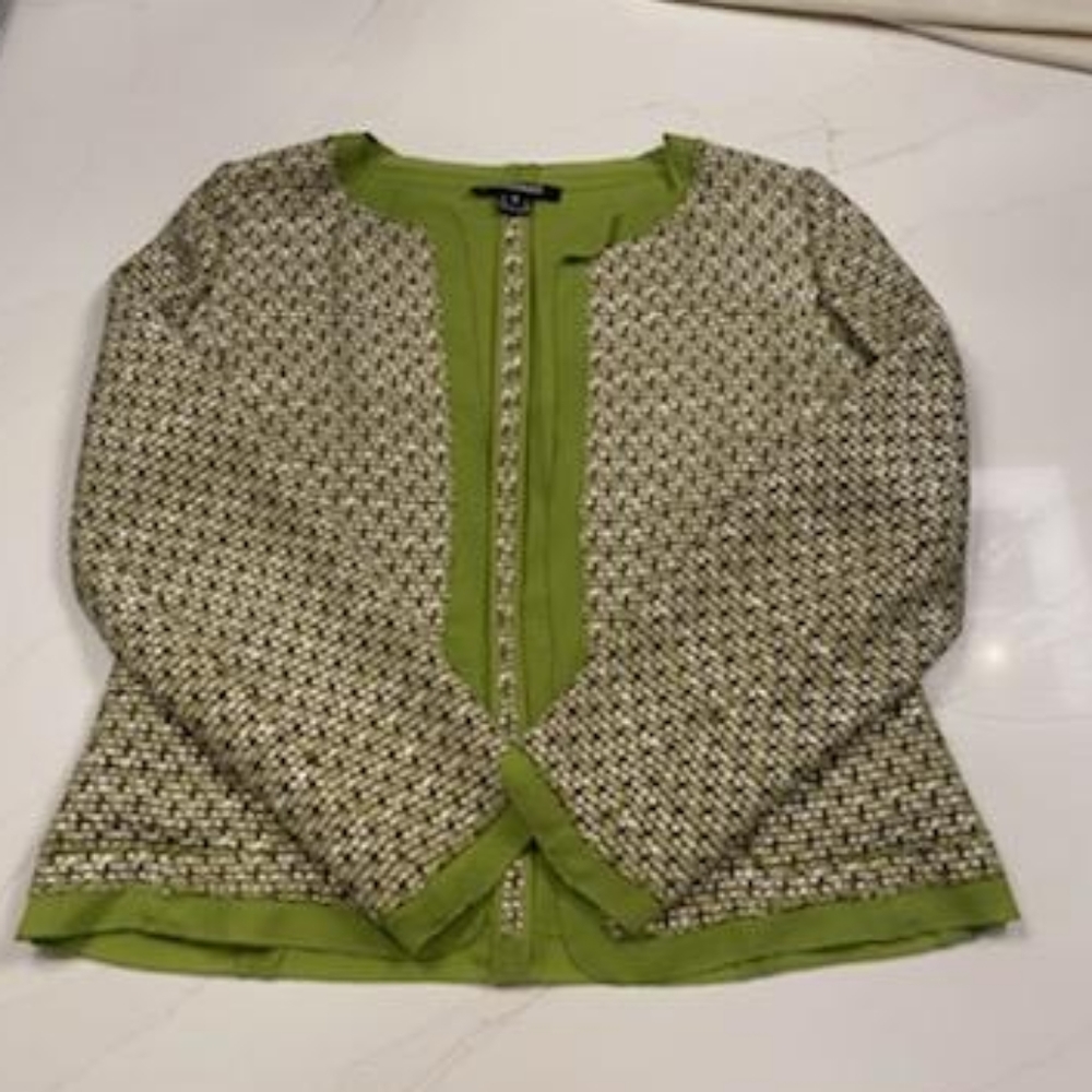 Ellen Tracy Green Tweed Blazer Jacket size 6